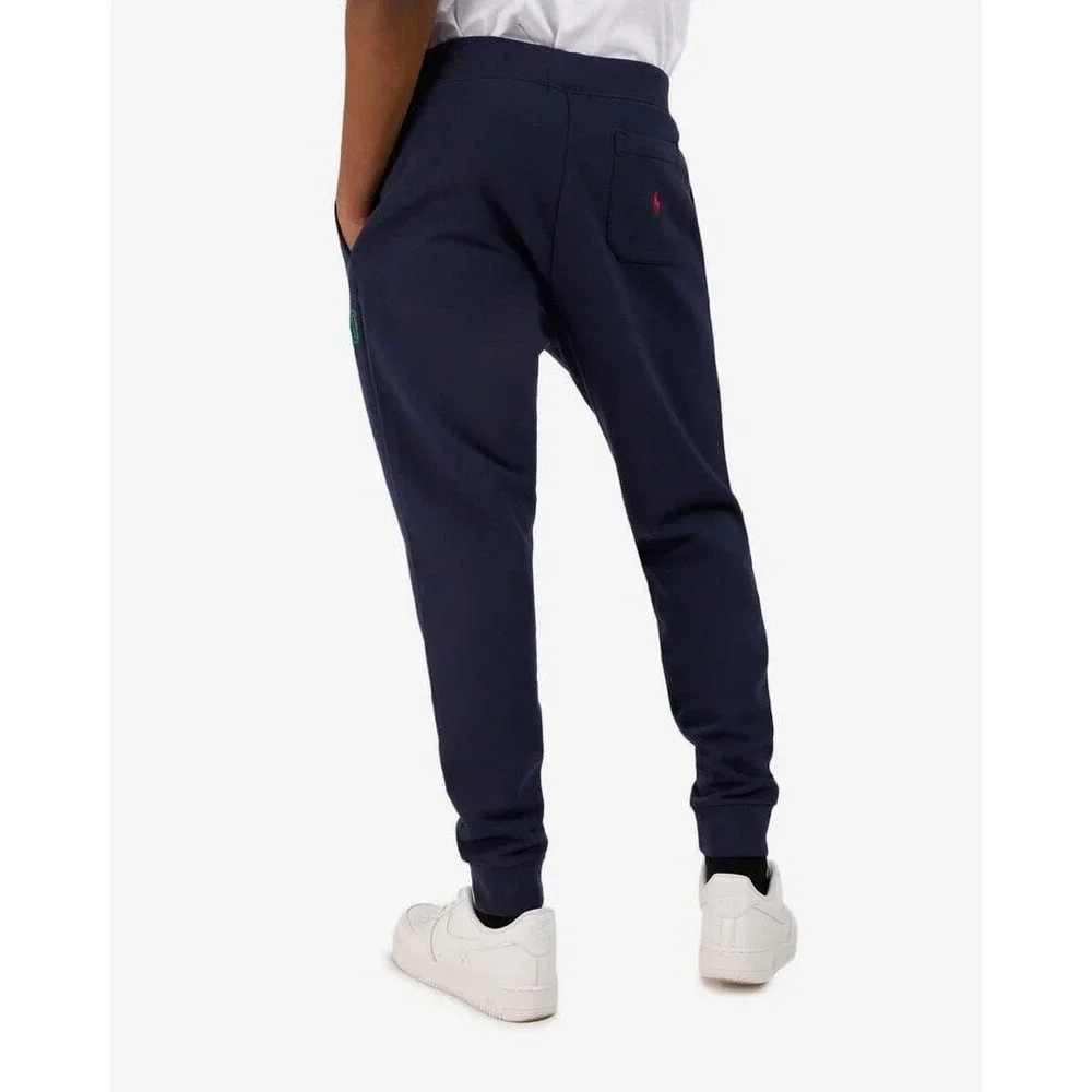 POLO Ralph Lauren Stitch Logo Fleece Joggers Pants Navy Blue Men's Sz L NEW $148